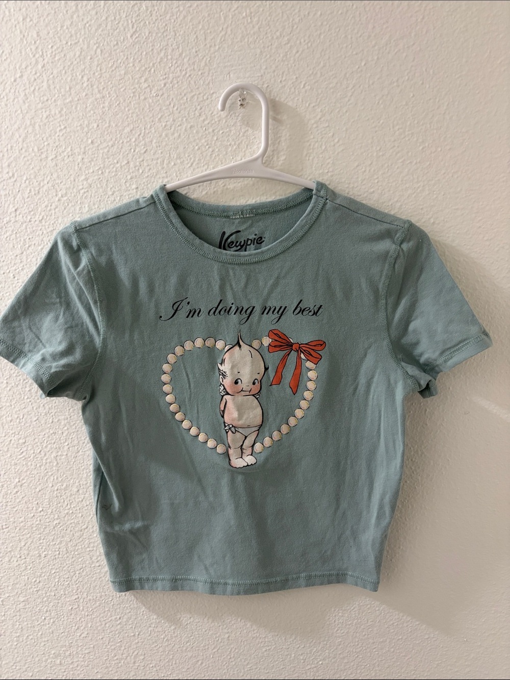 Kewpie “I’m doing my best” light teal graphic T